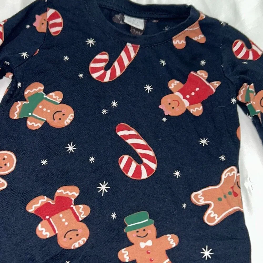 Lindex kids gingerbread candy cane Christmas pajamas outfit sz 2t